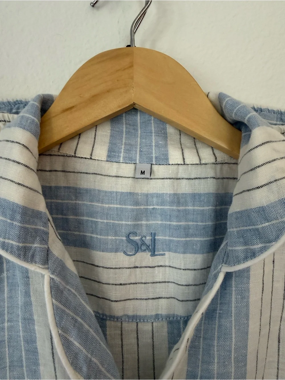 Serena & Lily Porto Linen Pajama Set • Chambray Blue Stripe • NWOT Size M